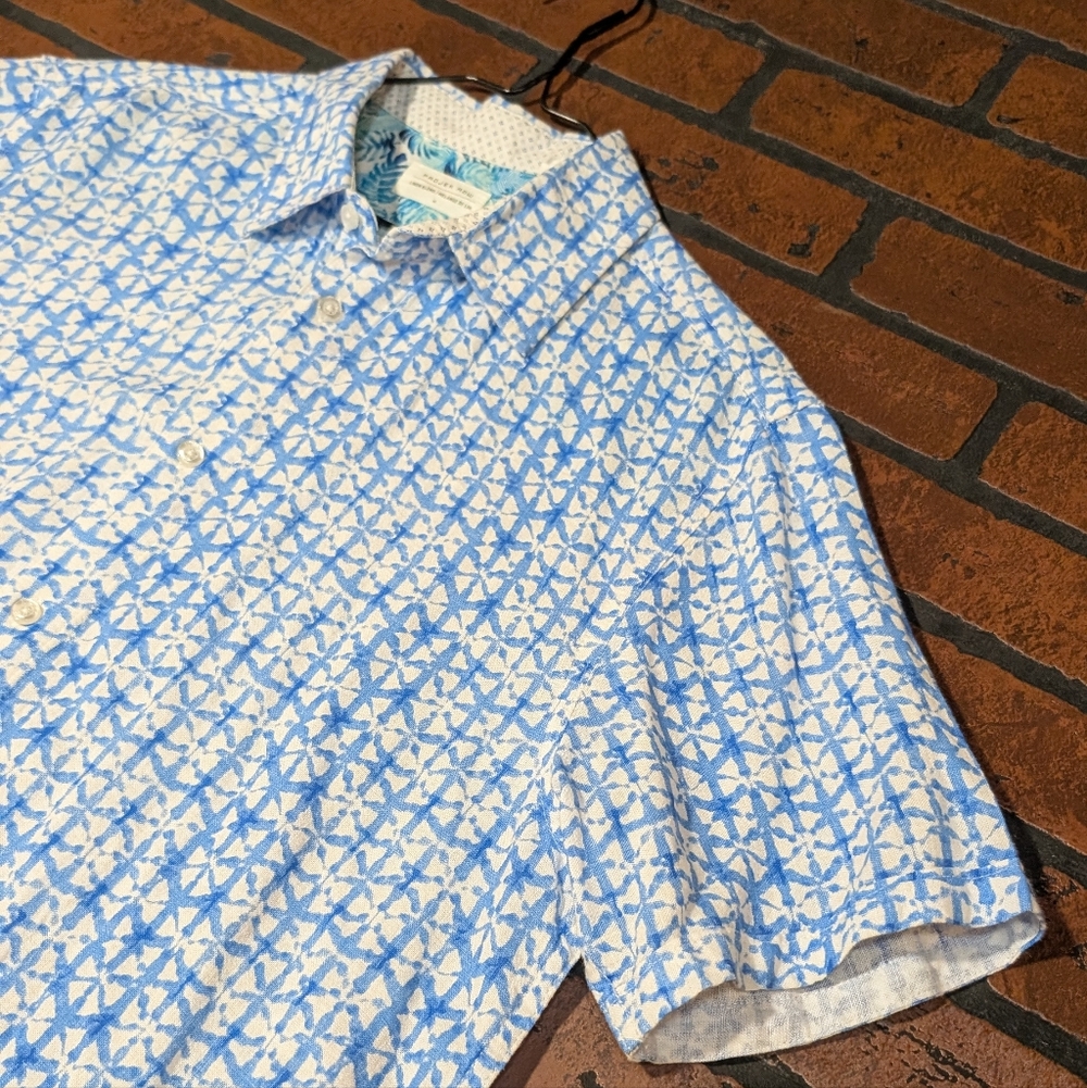 Projek Raw Men's M Linen Blend Short‎ Sleeve Button Up Shirt Lightweight